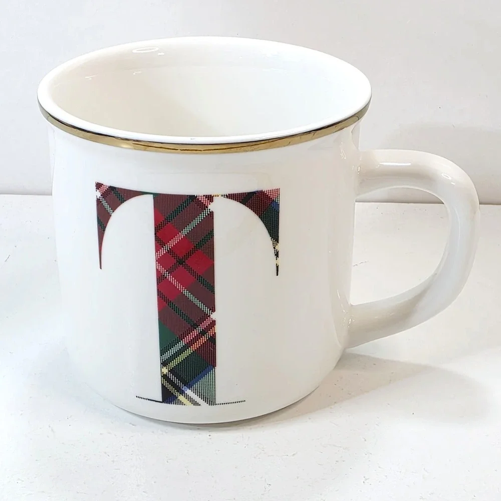 Pottery Barn Stewart Plaid Initial Monogram 